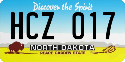 ND license plate HCZ017