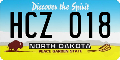 ND license plate HCZ018