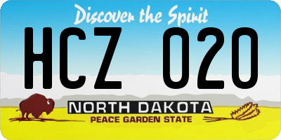 ND license plate HCZ020