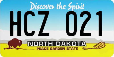 ND license plate HCZ021