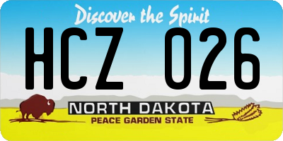 ND license plate HCZ026