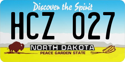 ND license plate HCZ027