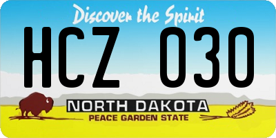 ND license plate HCZ030