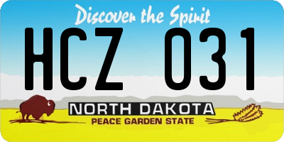 ND license plate HCZ031