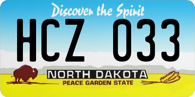 ND license plate HCZ033