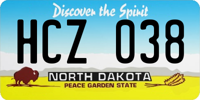 ND license plate HCZ038