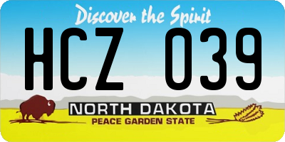 ND license plate HCZ039