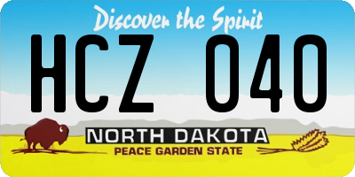 ND license plate HCZ040