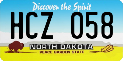 ND license plate HCZ058