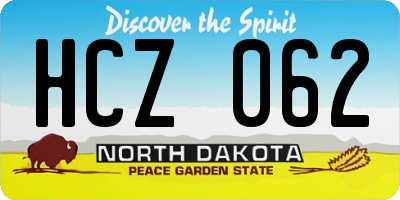 ND license plate HCZ062