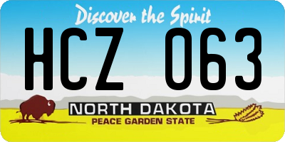 ND license plate HCZ063