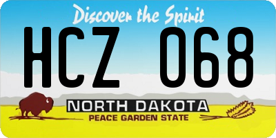 ND license plate HCZ068