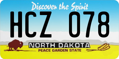 ND license plate HCZ078