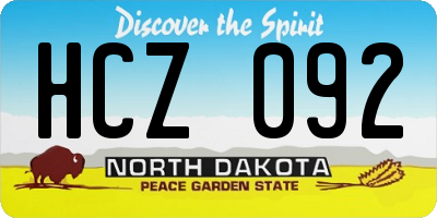 ND license plate HCZ092