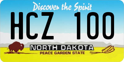 ND license plate HCZ100