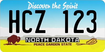 ND license plate HCZ123