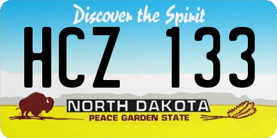 ND license plate HCZ133
