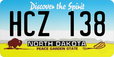 ND license plate HCZ138