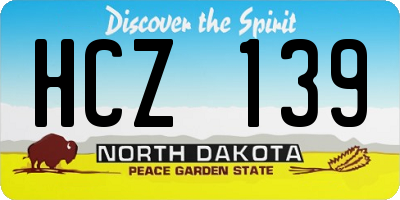 ND license plate HCZ139