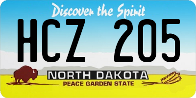 ND license plate HCZ205