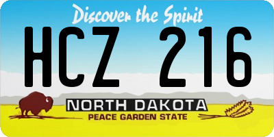 ND license plate HCZ216