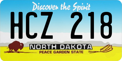 ND license plate HCZ218