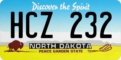ND license plate HCZ232
