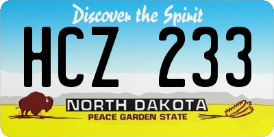 ND license plate HCZ233