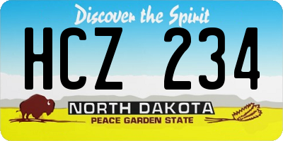 ND license plate HCZ234