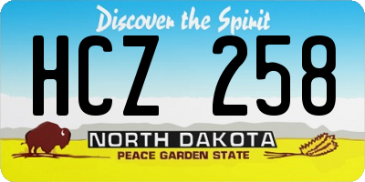 ND license plate HCZ258