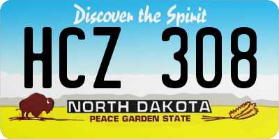 ND license plate HCZ308