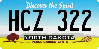 ND license plate HCZ322