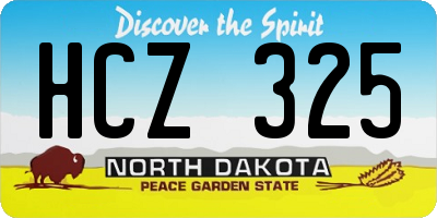 ND license plate HCZ325