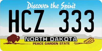 ND license plate HCZ333