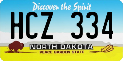 ND license plate HCZ334