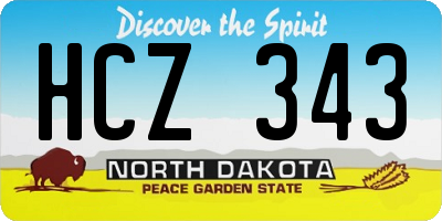 ND license plate HCZ343