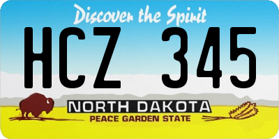 ND license plate HCZ345
