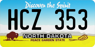 ND license plate HCZ353