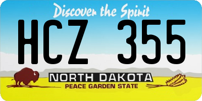 ND license plate HCZ355