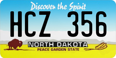 ND license plate HCZ356