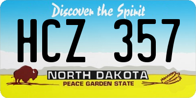 ND license plate HCZ357