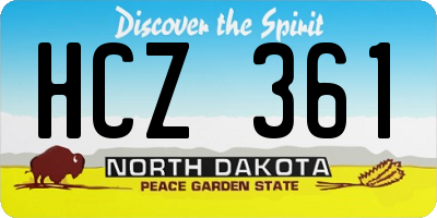 ND license plate HCZ361