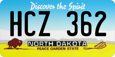 ND license plate HCZ362