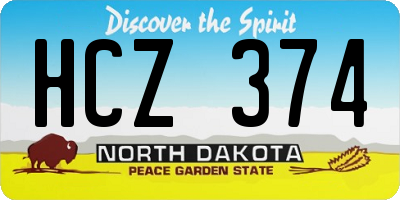 ND license plate HCZ374