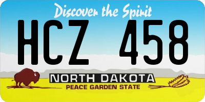 ND license plate HCZ458