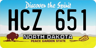 ND license plate HCZ651