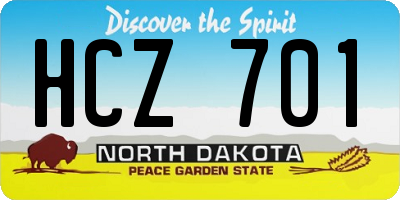 ND license plate HCZ701