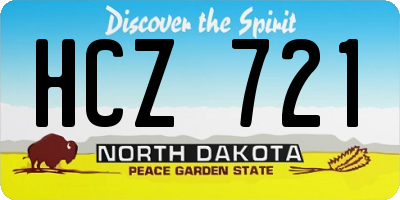 ND license plate HCZ721