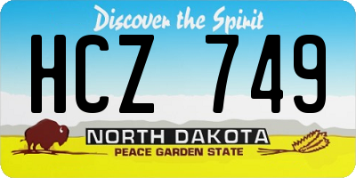 ND license plate HCZ749