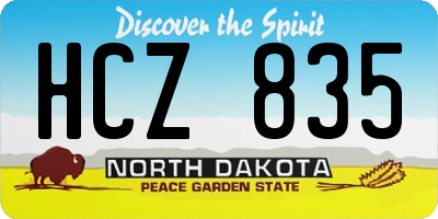 ND license plate HCZ835